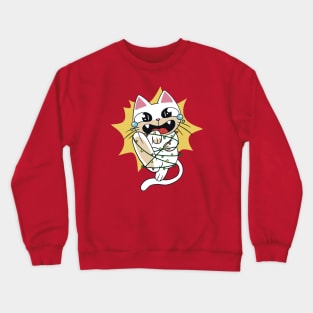 Funny Cartoon Cat Caught in Christmas Lights Crewneck Sweatshirt